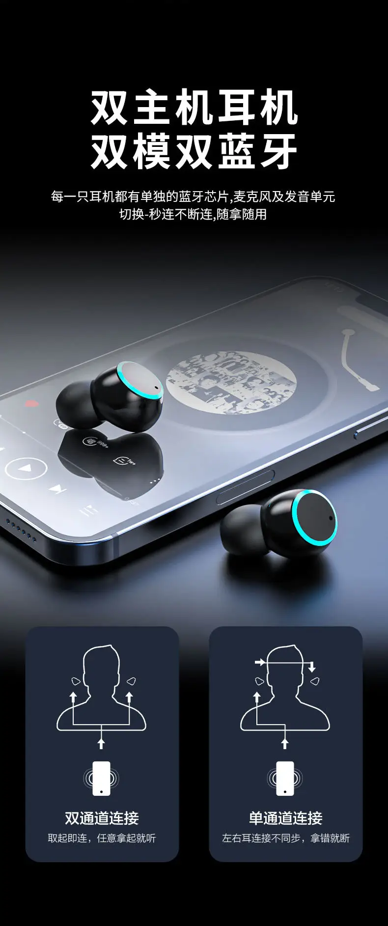 Cross-Border Bluetooth Headset with Digital Power Display & Long Battery Life — feature 6