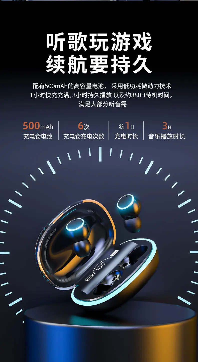 Cross-Border Bluetooth Headset with Digital Power Display & Long Battery Life — feature 9