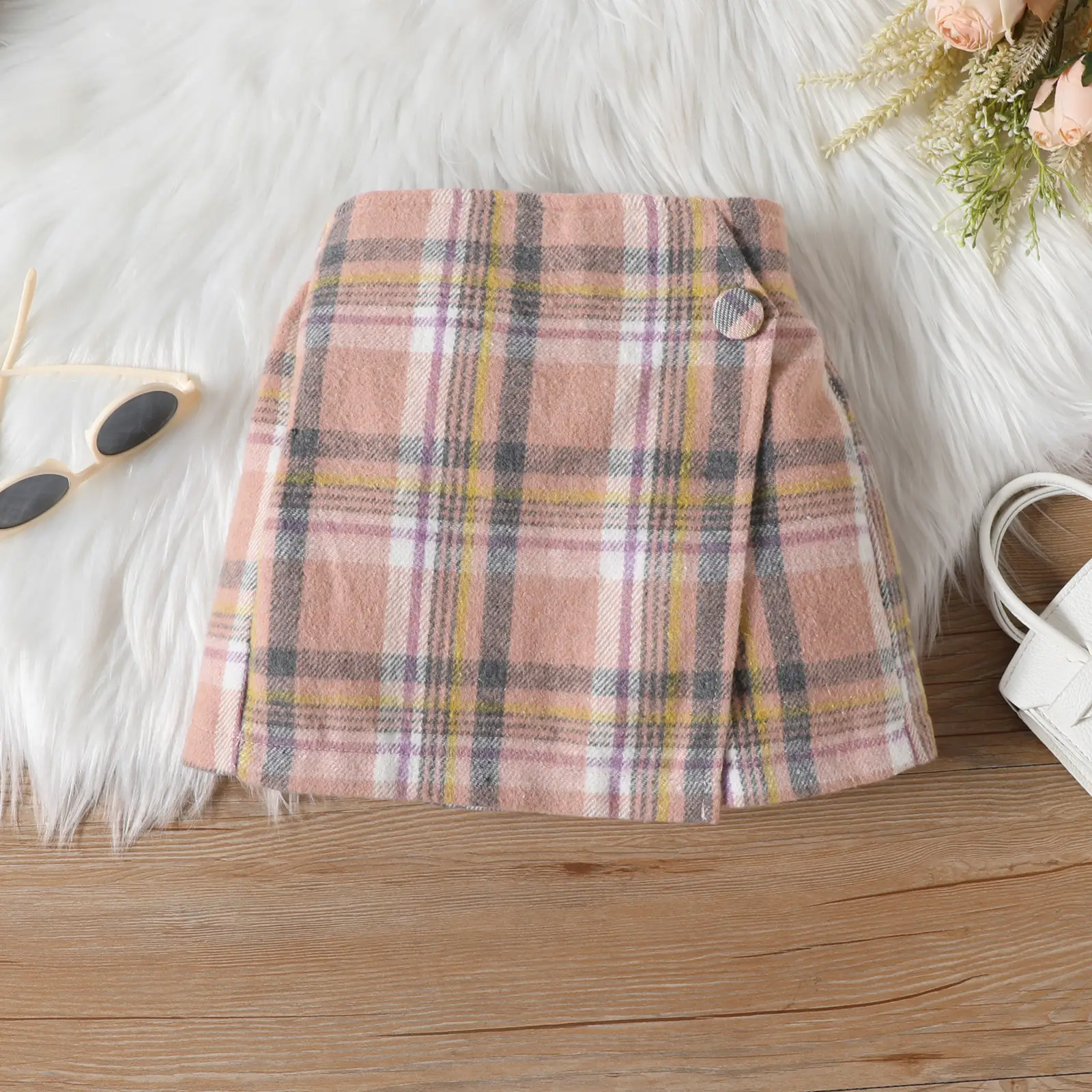 Girls Plaid Skirt Set Red Long Sleeve Winter — feature 11