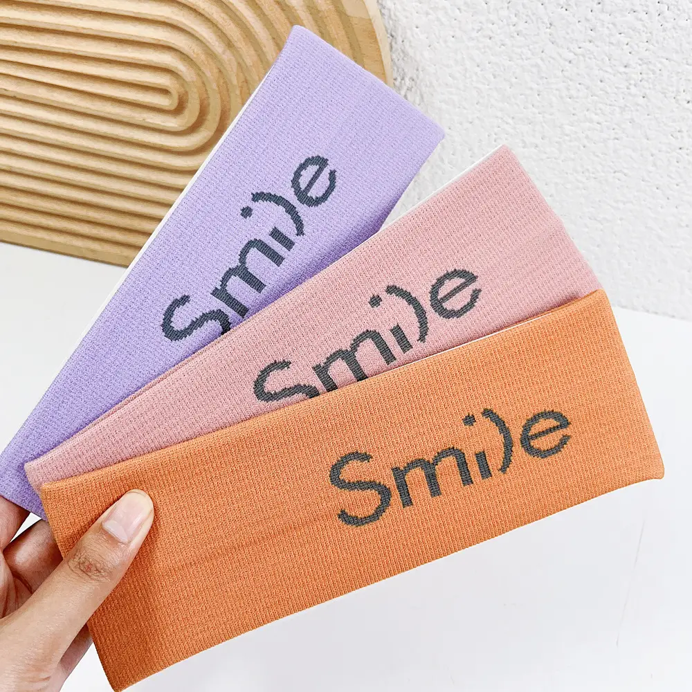 Smile Printed Knitted Hair Band Orange