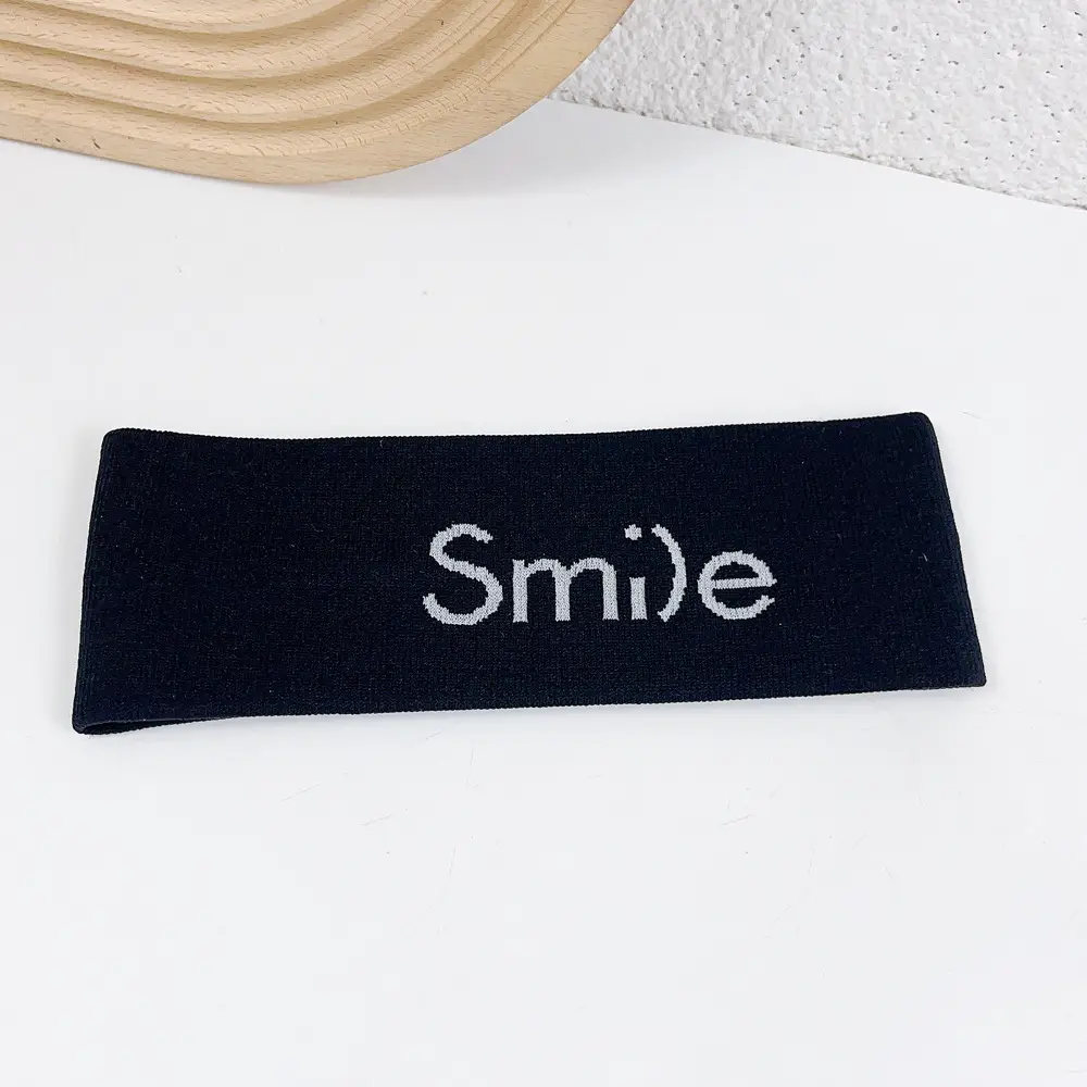 Smile Printed Knitted Hair Band Orange