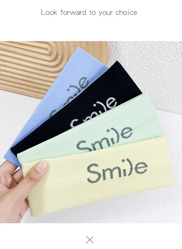 Smile Printed Knitted Hair Band Orange — feature 2