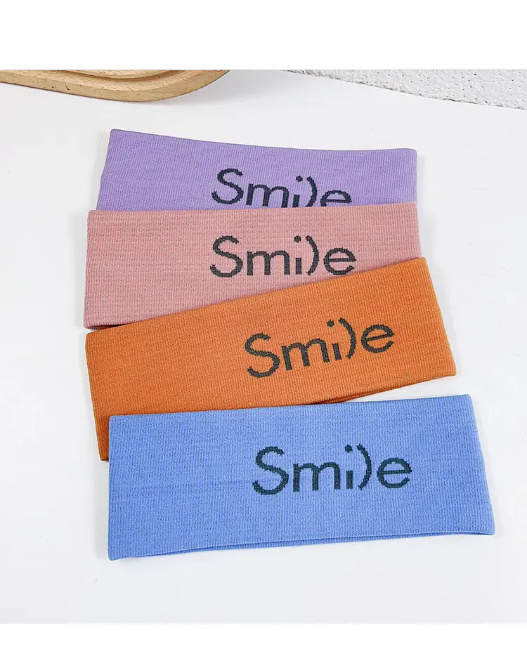 Smile Printed Knitted Hair Band Orange — feature 3