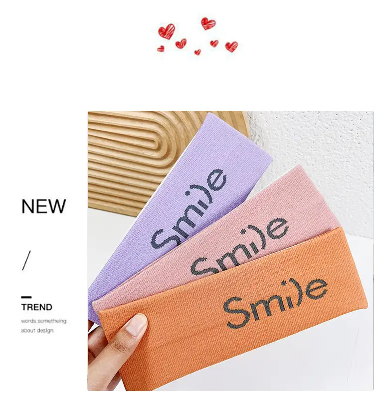Smile Printed Knitted Hair Band Orange — feature 4