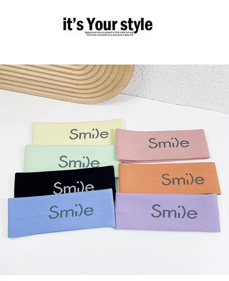 Smile Printed Knitted Hair Band Orange — feature 6