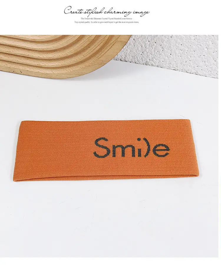 Smile Printed Knitted Hair Band Orange — feature 7