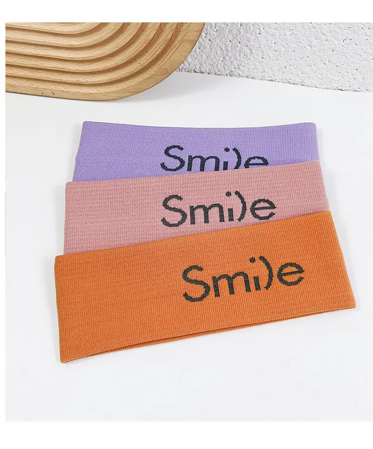 Smile Printed Knitted Hair Band Orange — feature 8