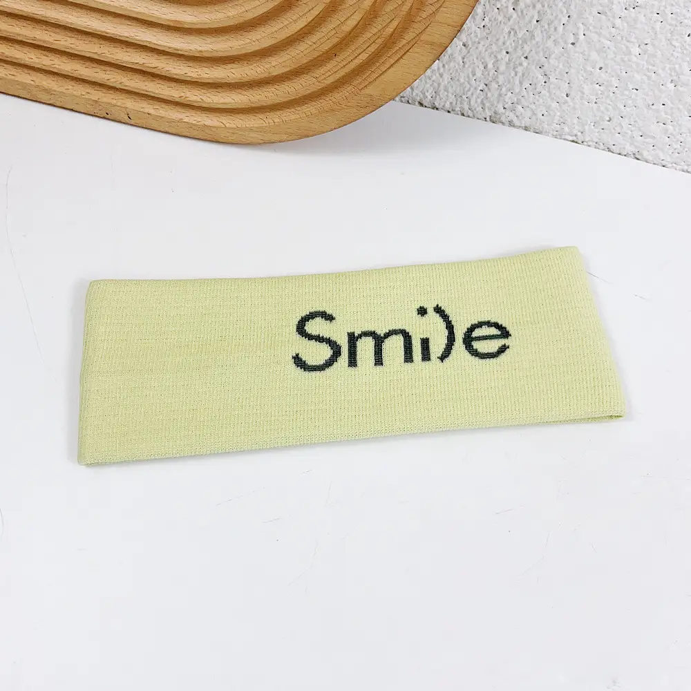 Smile Printed Knitted Hair Band Orange