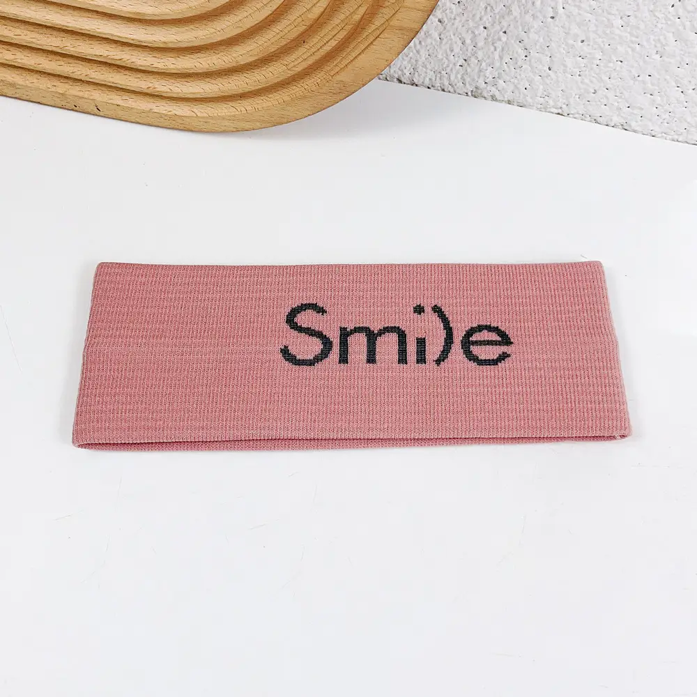 Smile Printed Knitted Hair Band Orange
