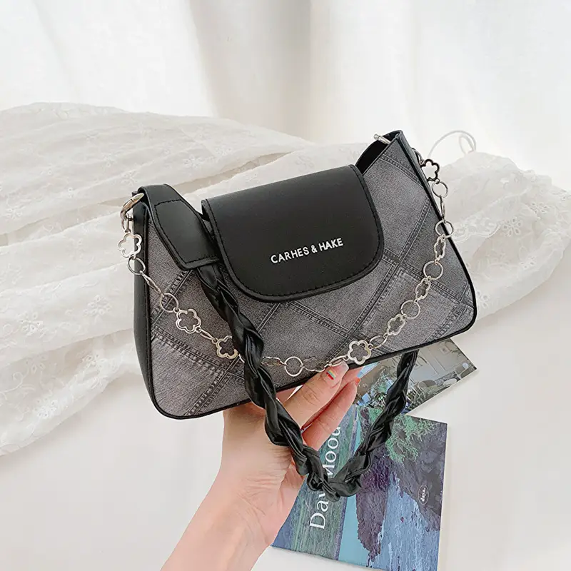 Light Blue Square Shoulder Bag with Tassel Chain - Image 4