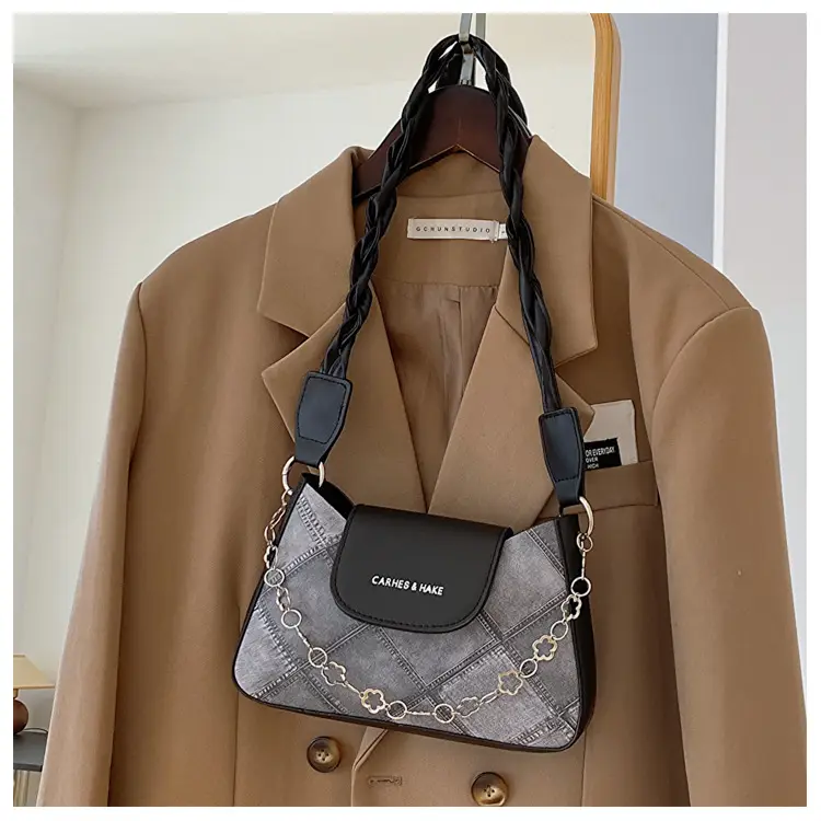 Light Blue Square Shoulder Bag with Tassel Chain — feature 20