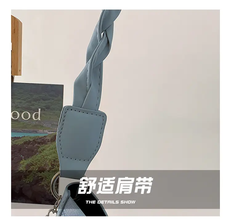 Light Blue Square Shoulder Bag with Tassel Chain — feature 4