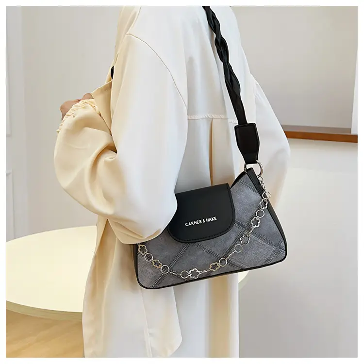 Light Blue Square Shoulder Bag with Tassel Chain — feature 7