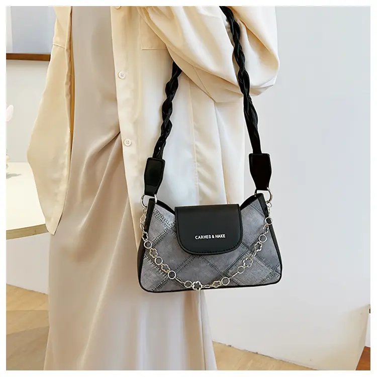Light Blue Square Shoulder Bag with Tassel Chain — feature 8