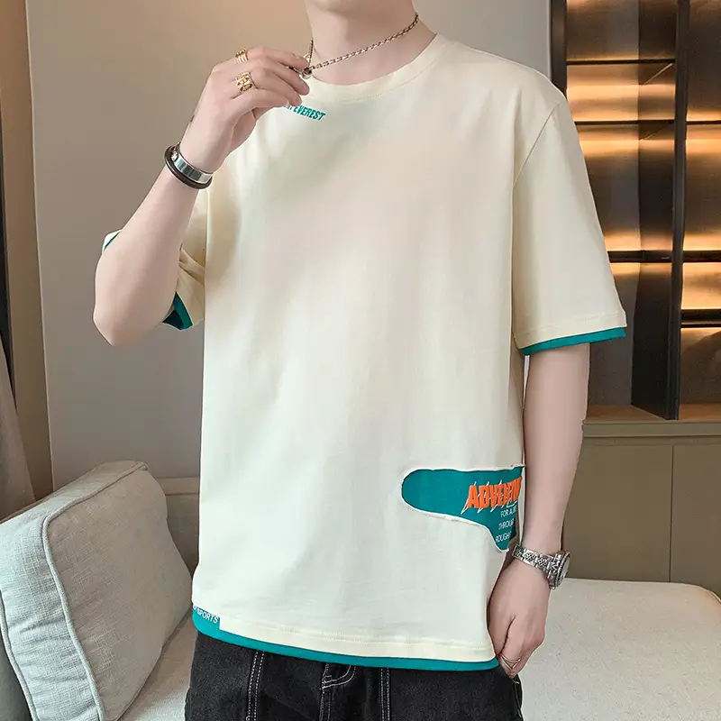 Men's Loose Fit Joker T-Shirt Cream Half Sleeve