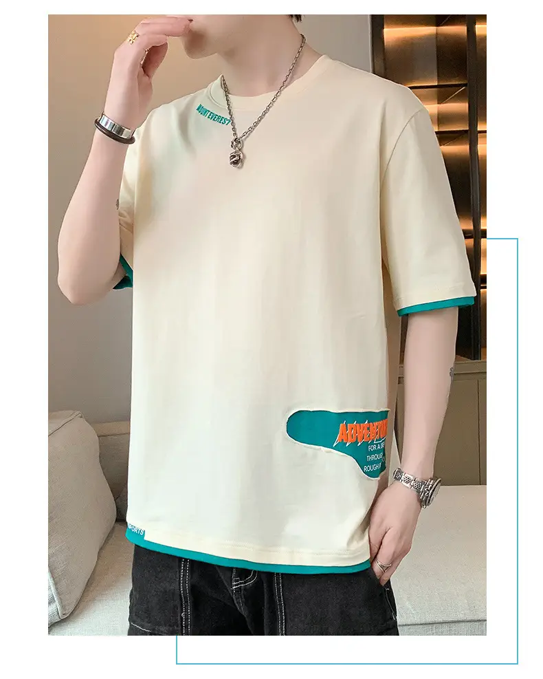 Men's Loose Fit Joker T-Shirt Cream Half Sleeve — feature 8