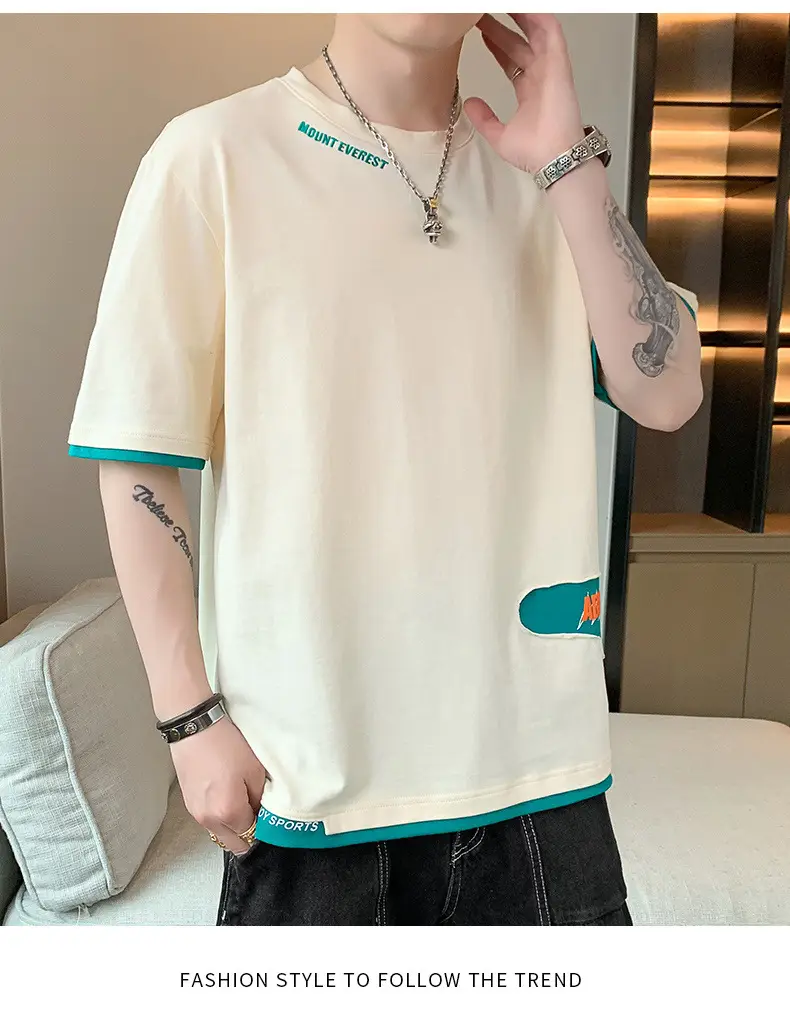Men's Loose Fit Joker T-Shirt Cream Half Sleeve — feature 9