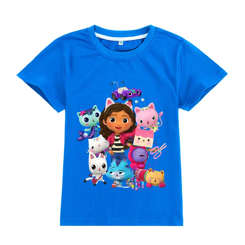 Pink Kids T-Shirt with GABBY CATS Cartoon Print