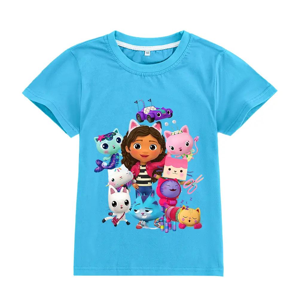 Pink Kids T-Shirt with GABBY CATS Cartoon Print