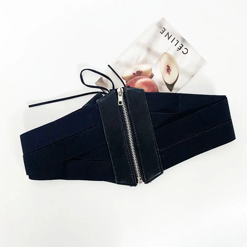 Black Elastic Waist Belt with Lace Up Design — feature 5