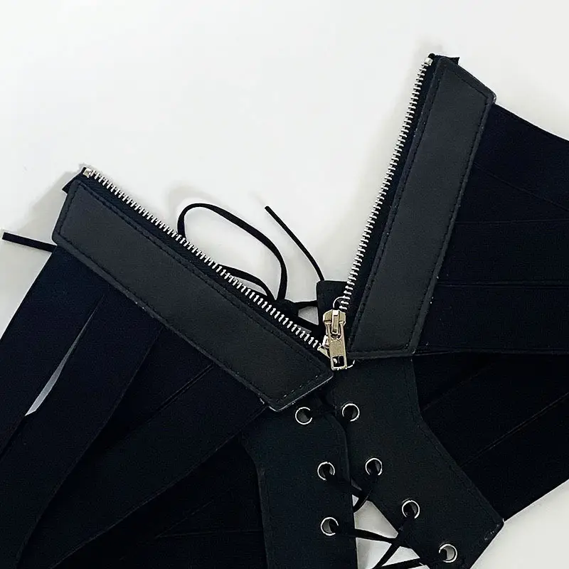 Black Elastic Waist Belt with Lace Up Design — feature 7