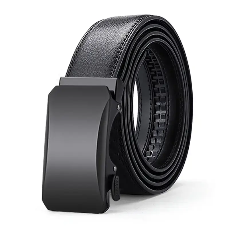 Men's Black Leather Belt with Automatic Buckle - Image 6