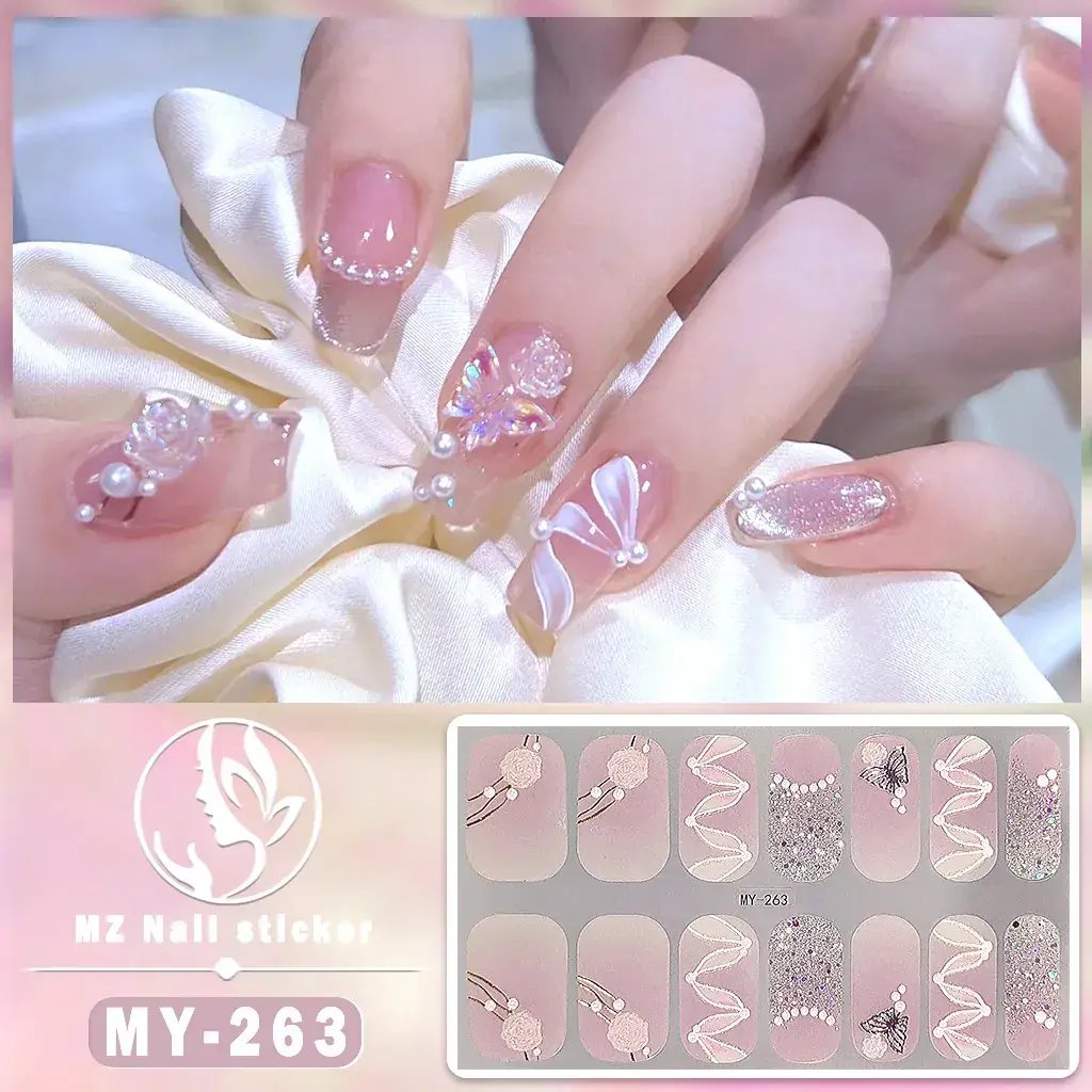 Waterproof Butterfly Nail Stickers Pink 5D Design
