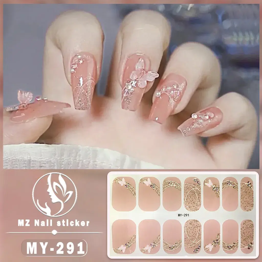Waterproof Butterfly Nail Stickers Pink 5D Design - Image 37