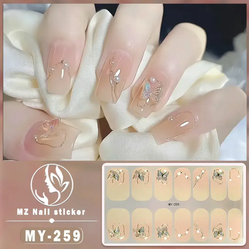 Waterproof Butterfly Nail Stickers Pink 5D Design - Image 5