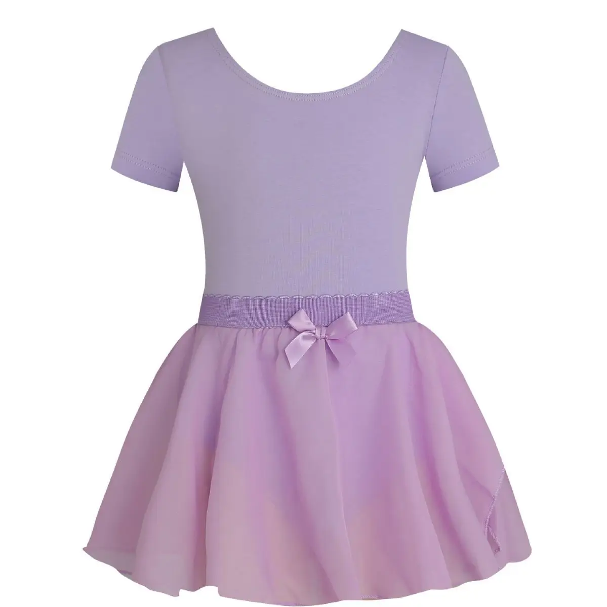 Black Ballet Dance Suit for Girls Short Sleeve Performance Wear