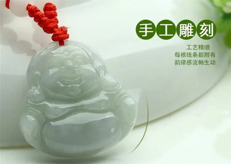 Natural Burmese Jade Buddha Pendant White Green — feature 10