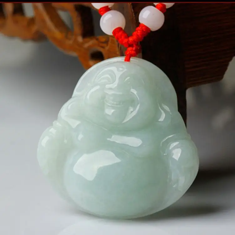 Natural Burmese Jade Buddha Pendant White Green — feature 2