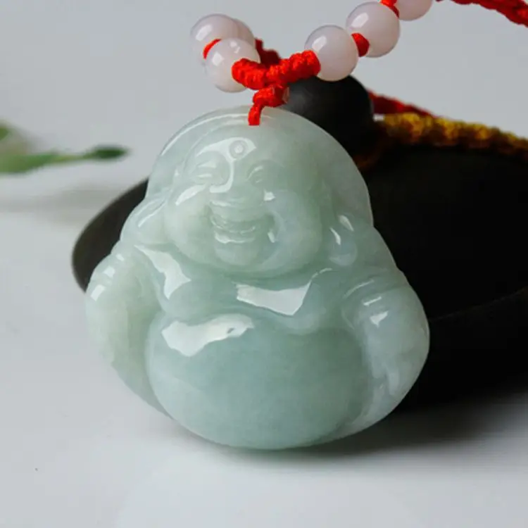 Natural Burmese Jade Buddha Pendant White Green — feature 3
