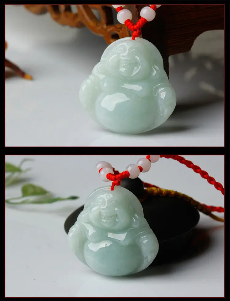 Natural Burmese Jade Buddha Pendant White Green — feature 6