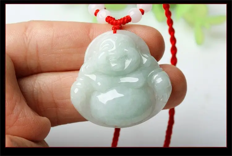 Natural Burmese Jade Buddha Pendant White Green — feature 7