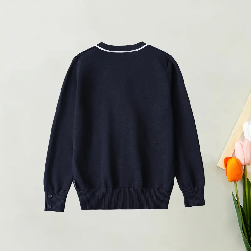 Navy Blue British Style Boys Cardigan Sweater Medium Large - Image 3