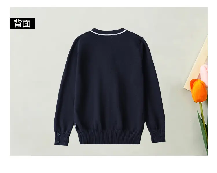 Navy Blue British Style Boys Cardigan Sweater Medium Large — feature 12