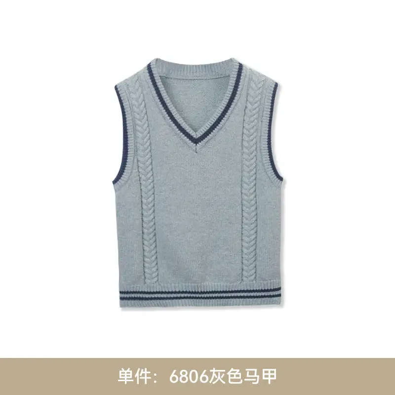 Kids V-Neck Sleeveless Shirt Navy Red White - Image 2