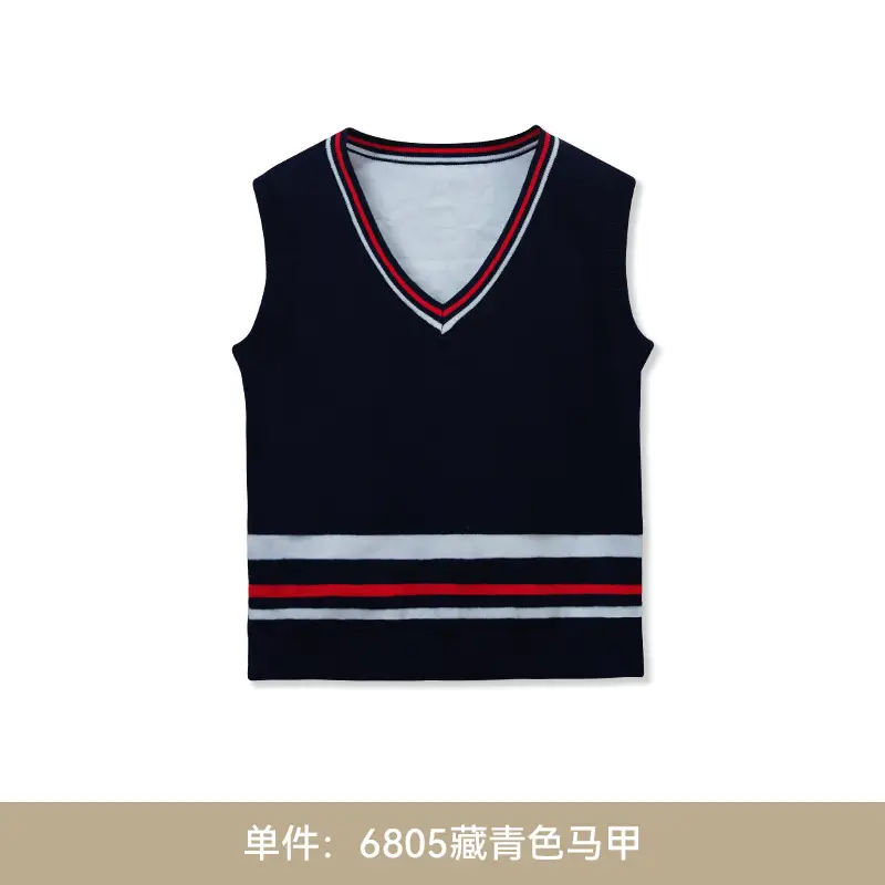 Kids V-Neck Sleeveless Shirt Navy Red White - Image 3