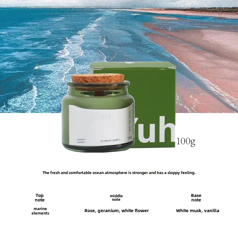 Cork Green Cup Aromatherapy Candle Wholesale Soy Wax Aromatherapy Candle Cup Home Indoor Aromatherapy Creative Niche Gift
