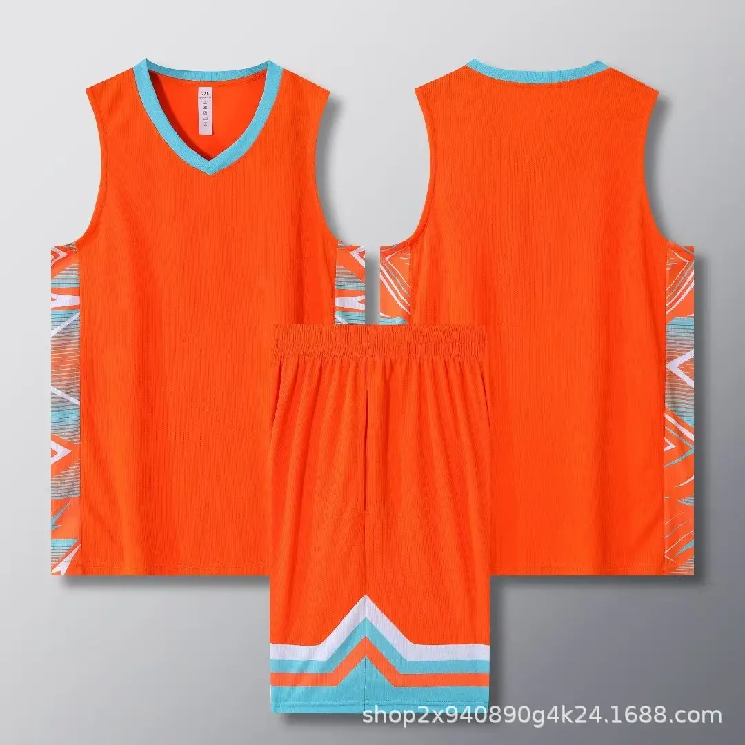 Orange Sleeveless Vest Suit for College Students Basketball Training — feature 12