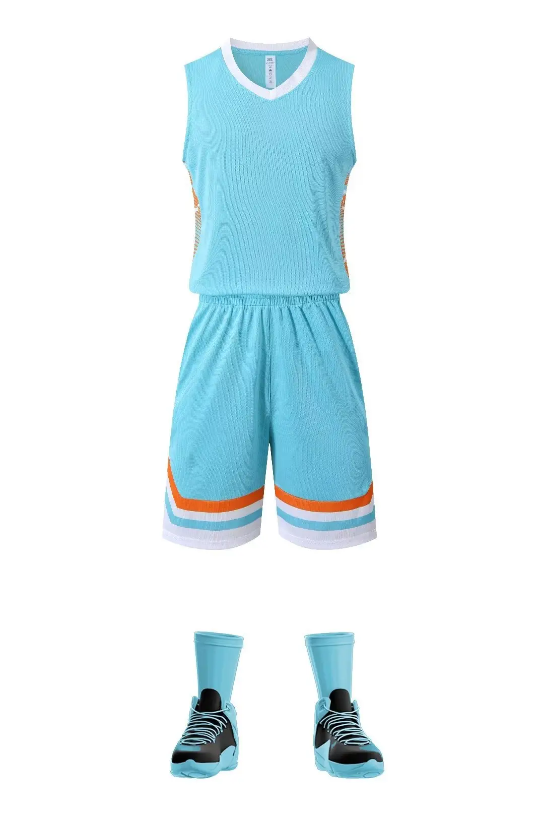 Orange Sleeveless Vest Suit for College Students Basketball Training — feature 19