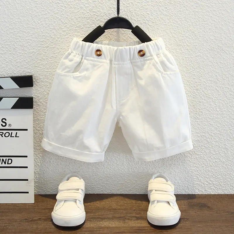 White Cotton Shorts for Boys Birthday One Year Old - Image 3