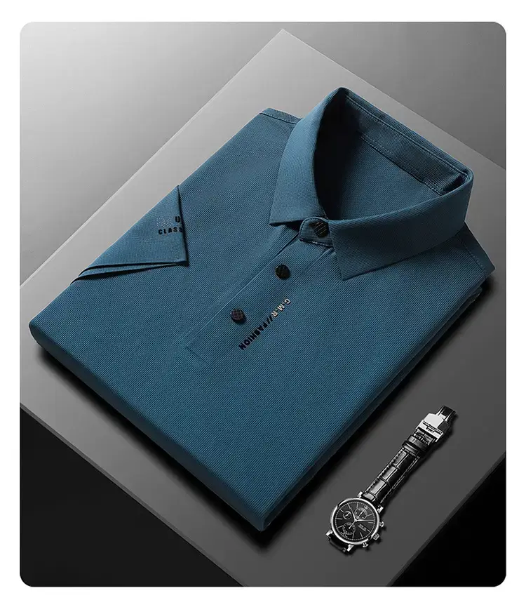 Men's Short Sleeve Polo Shirt Grey Slim Fit Summer 2023 — feature 11