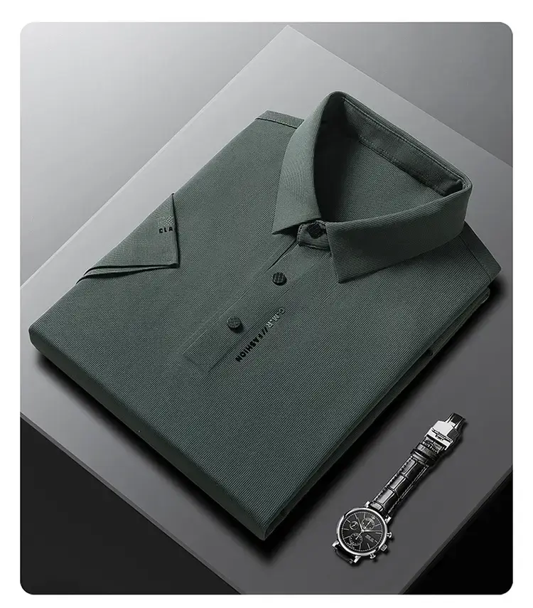 Men's Short Sleeve Polo Shirt Grey Slim Fit Summer 2023 — feature 12