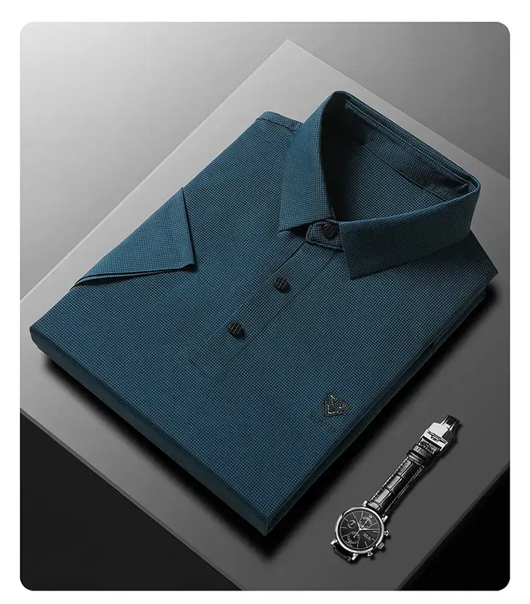 Men's Short Sleeve Polo Shirt Grey Slim Fit Summer 2023 — feature 13