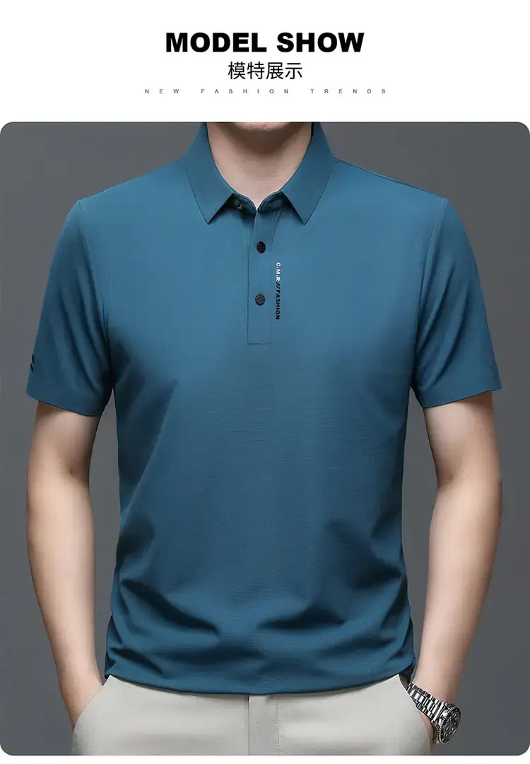 Men's Short Sleeve Polo Shirt Grey Slim Fit Summer 2023 — feature 15