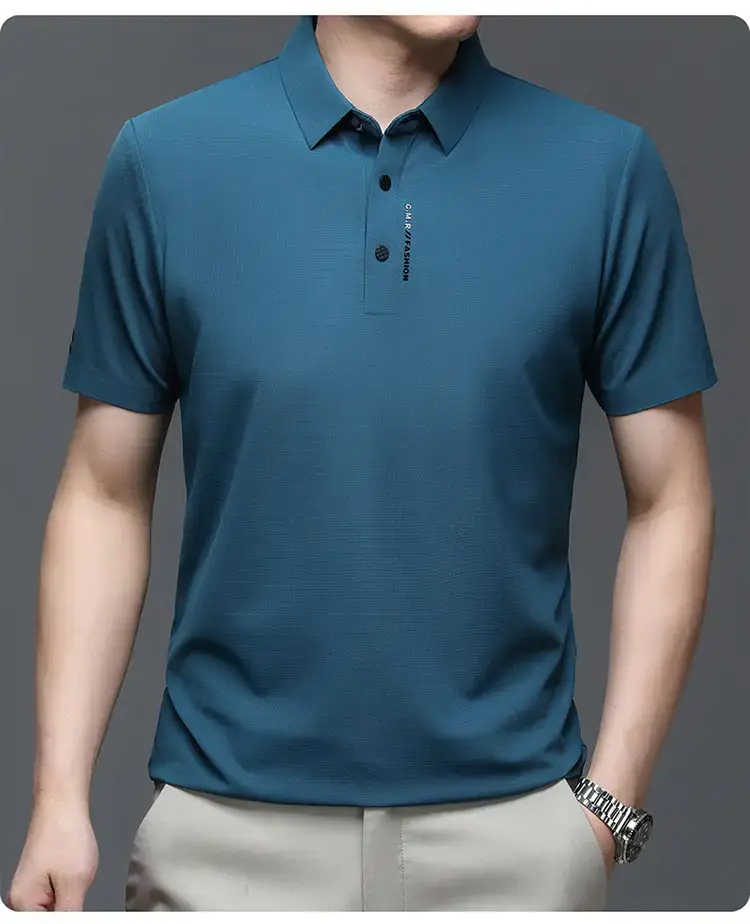 Men's Short Sleeve Polo Shirt Grey Slim Fit Summer 2023 — feature 16
