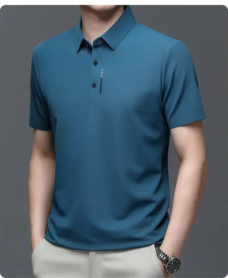 Men's Short Sleeve Polo Shirt Grey Slim Fit Summer 2023 — feature 17
