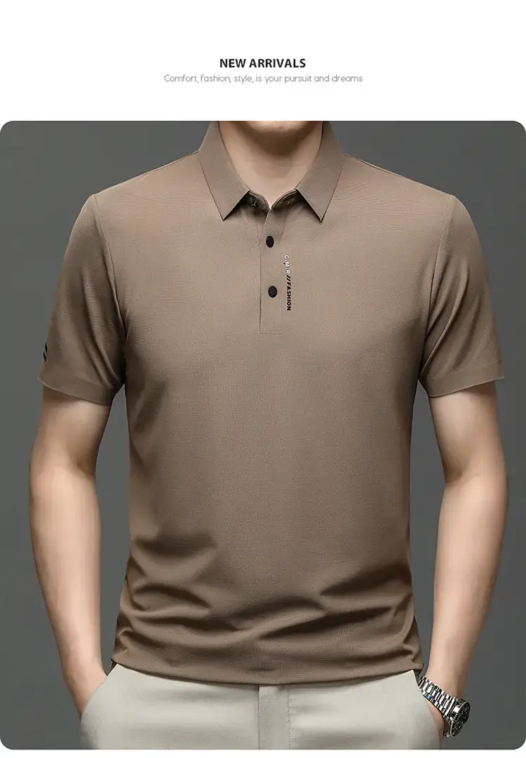 Men's Short Sleeve Polo Shirt Grey Slim Fit Summer 2023 — feature 18